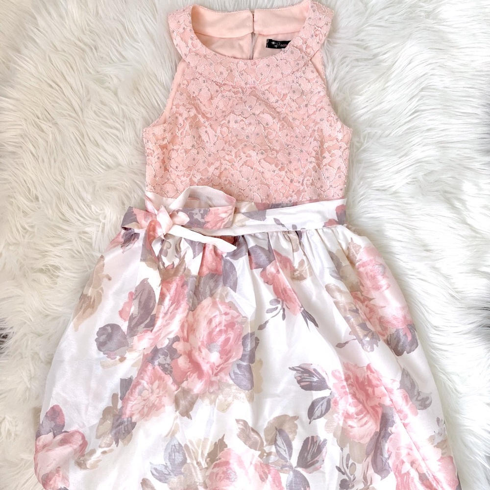 Xtraordinary Girls Size 8 Flower Girl Easter Wedding Dress White Blush Lace NWT